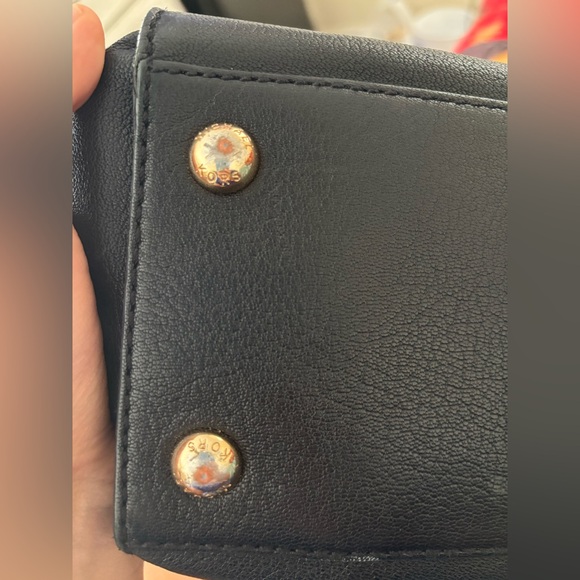 Black Leather Tote Bag with Gold Accents - Picture 11 of 12